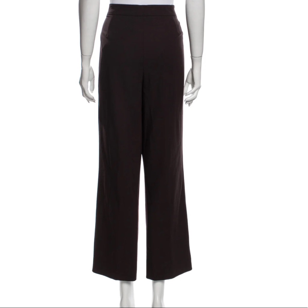 Akris Punto High Rise Wide Leg Wool Pants Trousers D Ring Buckle Brown